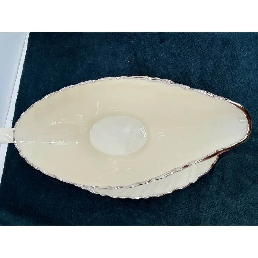 Weatherly Lenox D517 Cream Sugar Gravy Boat Vegetable Bowl Silver Trim Vintage
